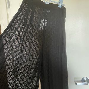 sheer patterned wide leg pants
